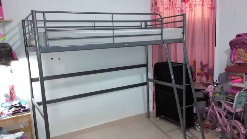 Ikea Bunk Bed Steel Frame Silver Color Matress Furniture To Enlarge Image