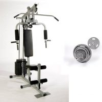 Home Gym Machine + Bench Press Bar + Weight Plate Set