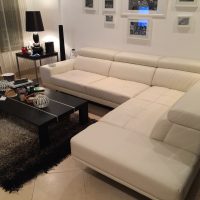 L SHAPE WHITE LEATHER COUCH