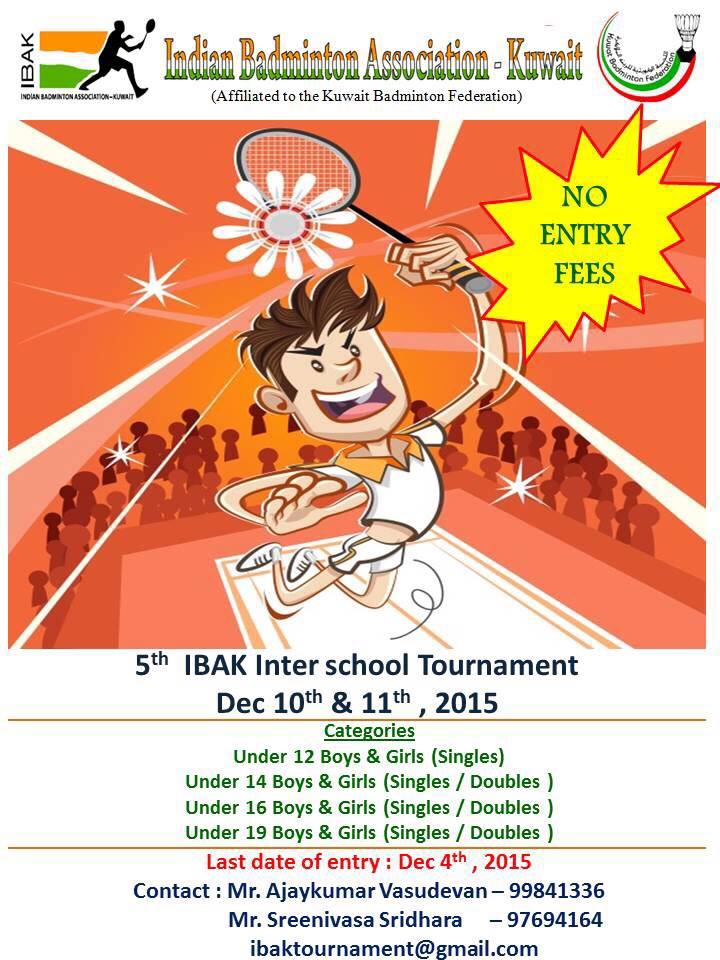 5th IBAK Inter school tournament kuwait upto date