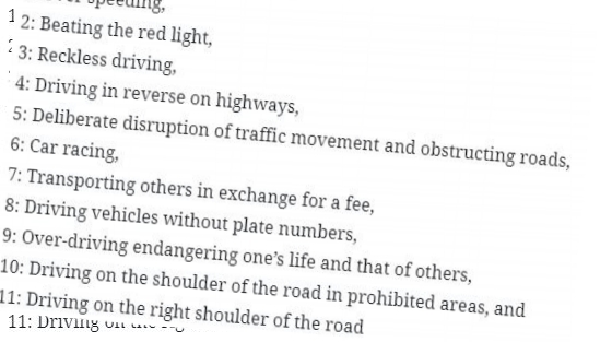 13 violations to lose your driving license